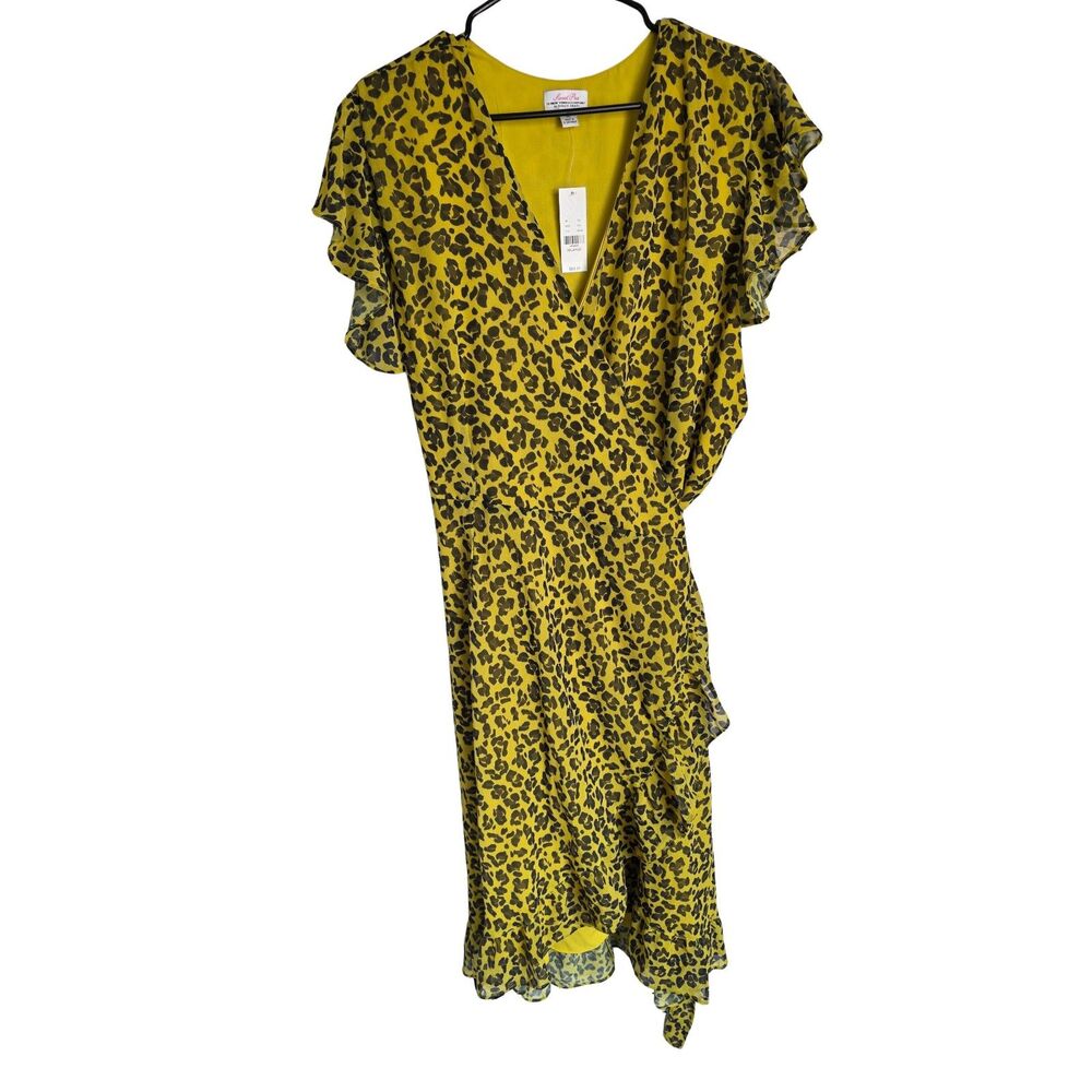 NWT Sweet Pea for NY&C Stacy Frati Leopard Wrap Dress Chartreuse XXL
